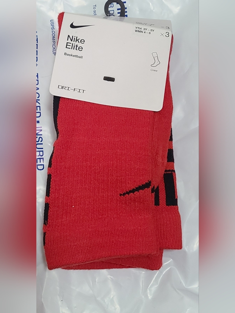 Nike Elite Red and Black Kids Crew Socks